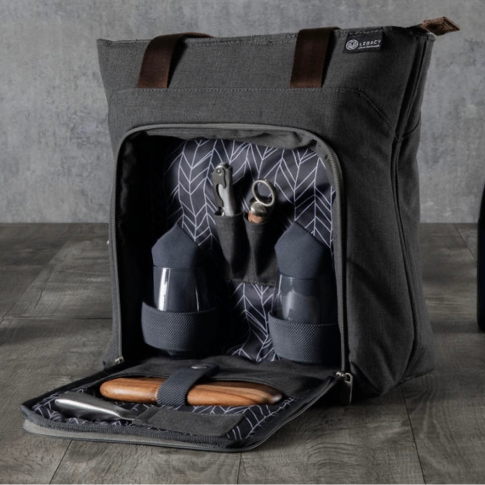 Brand New Sonoma Wine Tote Bag with Cheese Board and Wine Glasses.